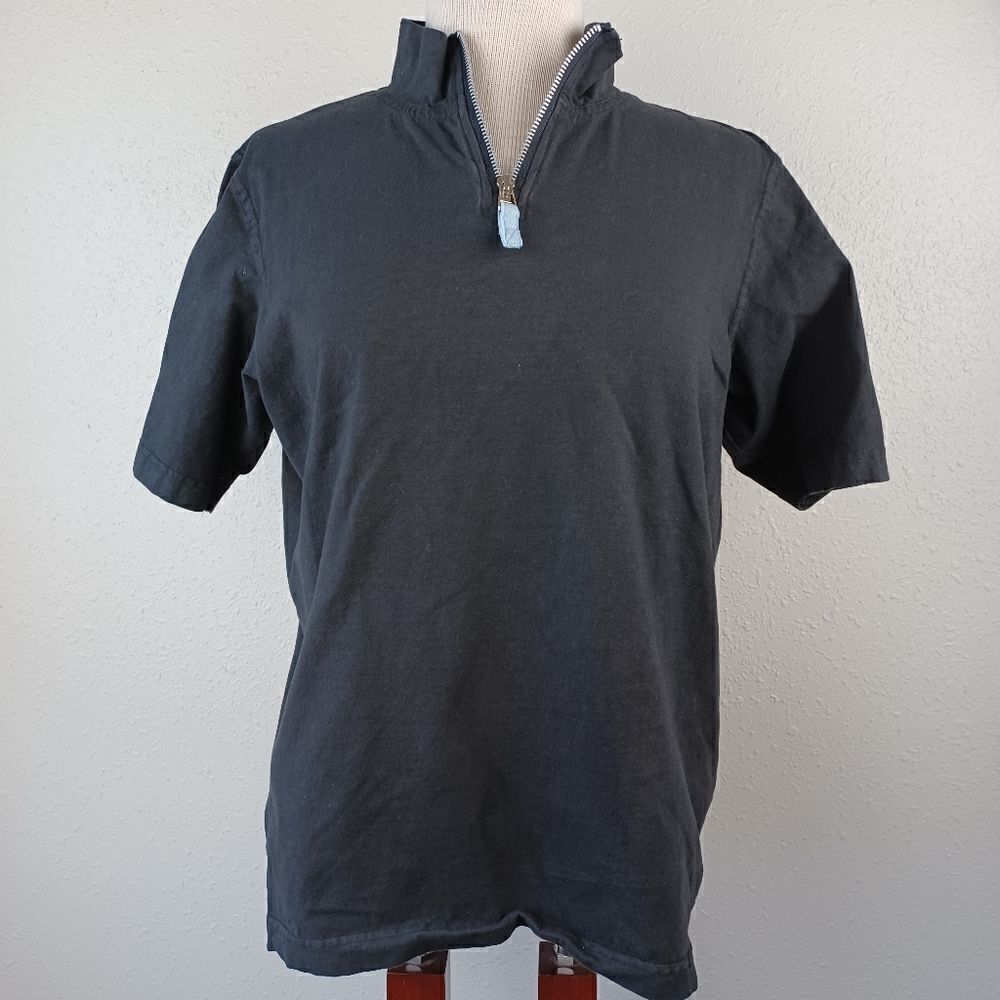 Pre-owed C.A. Sport Collection Women's Black 3/4 Zip Short Sleeve Top Size M